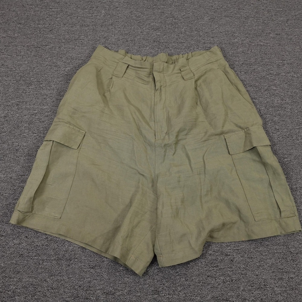 A New Day Shorts Womens Large Green Linen Blend Cargo Pull On Casual Summer